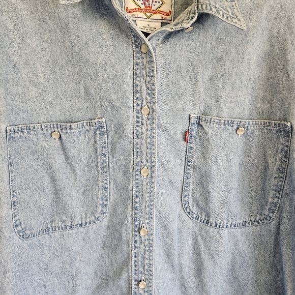 Levi's vintage women/men shirt, L pearl buttons light stone wash western rodeo - Picture 5 of 12